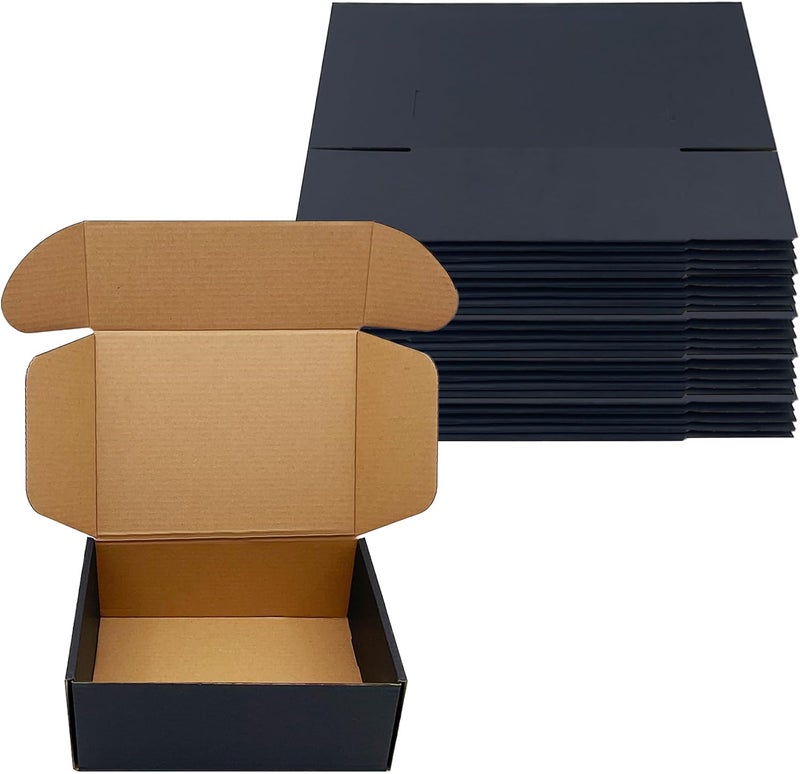 Livejun 24 Pack 8x6x3 inch Black Shipping Boxes ，Cardboard Packaging Boxes for Mailing Shipping Corrugated Cardboard Boxes for Packaging Small Business Craft Flat Shipping Boxes Empty Gifts Giving Products - Image 1